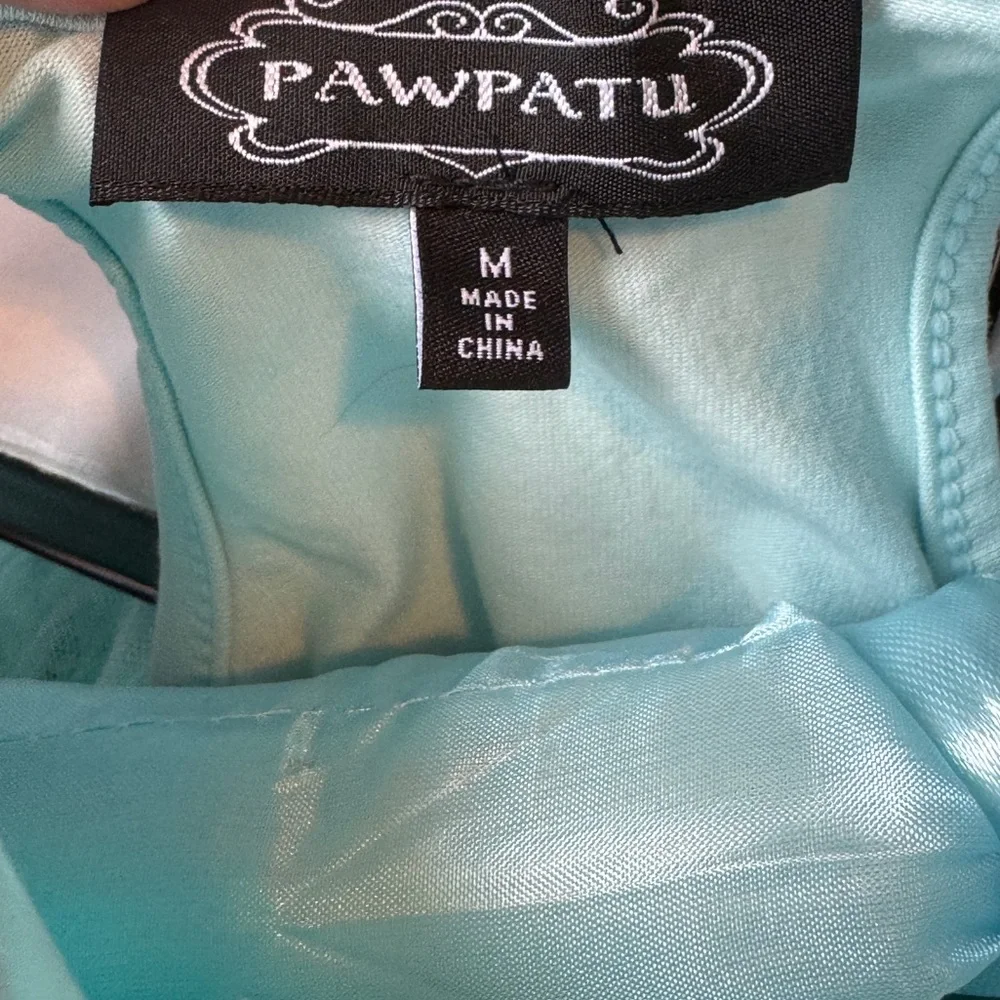 🐾 🩷 Adorable Aqua Rosette Diva Doggie or “Chubby” Kitty Dress 😂 Size M